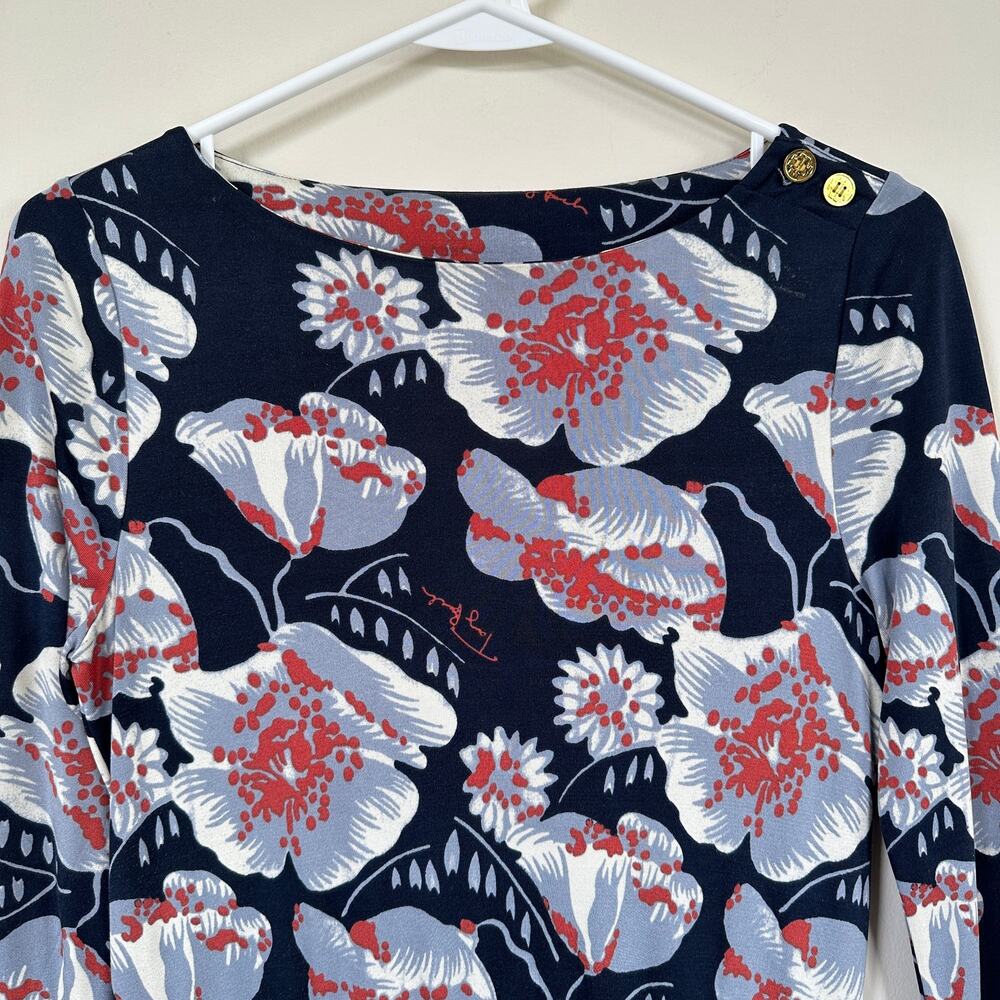 Tory Burch Silk Floral Knee Length Sheath Dress Women Size SMALL 3/4 Sleeves - Picture 2 of 10